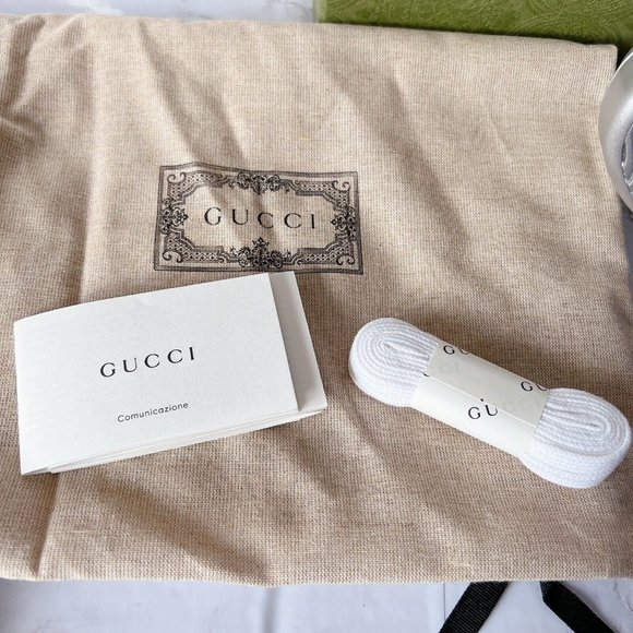 NIB Gucci Ace Mens Low top Interlocking GG Sneaker 660266 Silver Leather US 9.5 - Picture 11 of 14